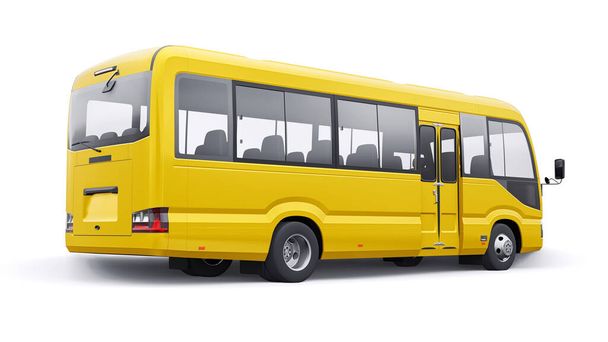 White Small bus for urban and suburban for travel. Car with empty body for design and advertising. 3d illustration. - Photo, image