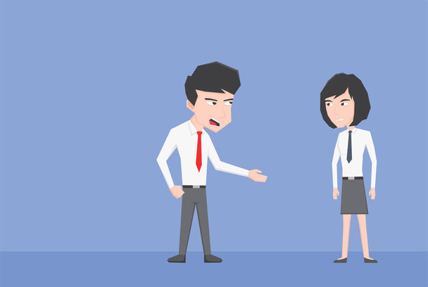 An illustration of business man and woman discuss each other - Вектор,изображение