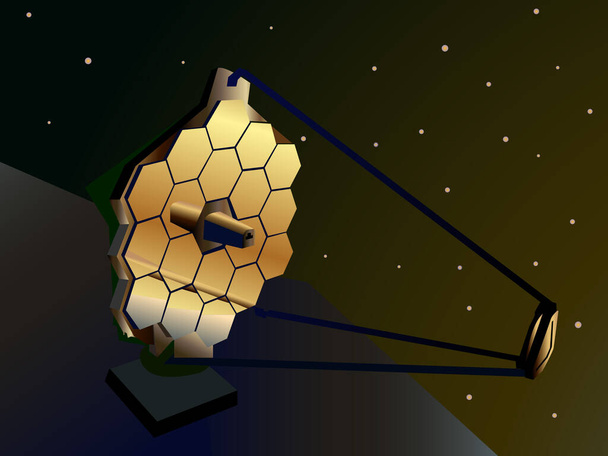 ilustración que representa el último telescopio en el espacio, como símbolo del desarrollo de la ciencia y la exploración espacial, para el diseño de sitios web e ilustraciones - Vector, imagen