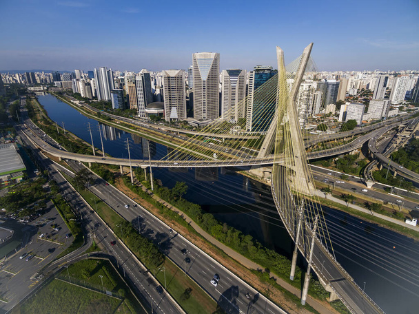 Sao Paulo city, Brazil, Cable-stayed bridge. - Photo, Image
