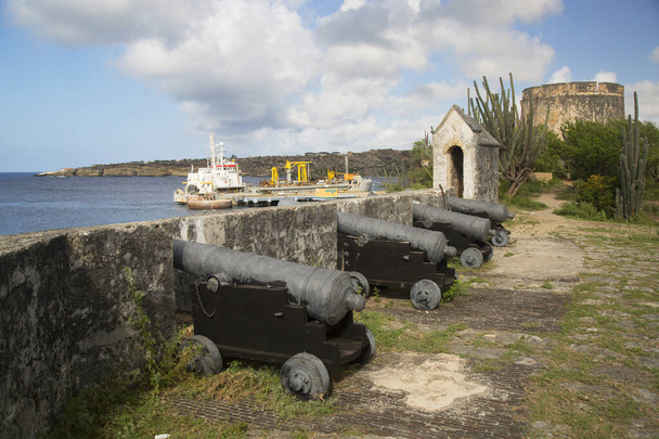 oude kanonnen in de zee van de oude vesting  - Foto, afbeelding