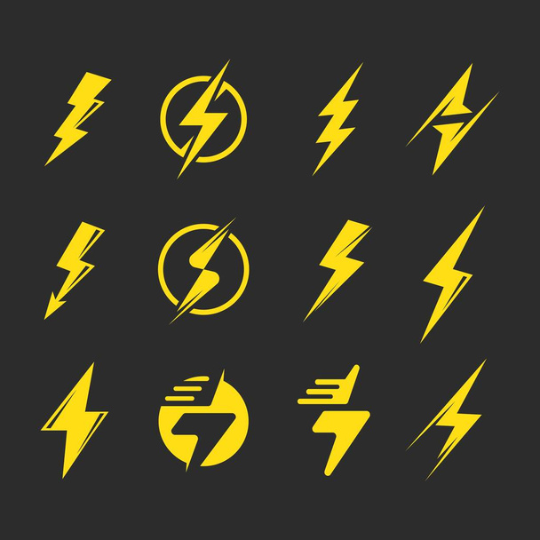 flash tonnerre élément boulon icône jeu illustration vectoriel modèle - Vecteur, image