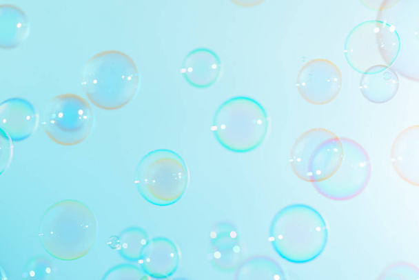 Beautiful Transparent Colorful Soap Bubbles Background - Photo, Image