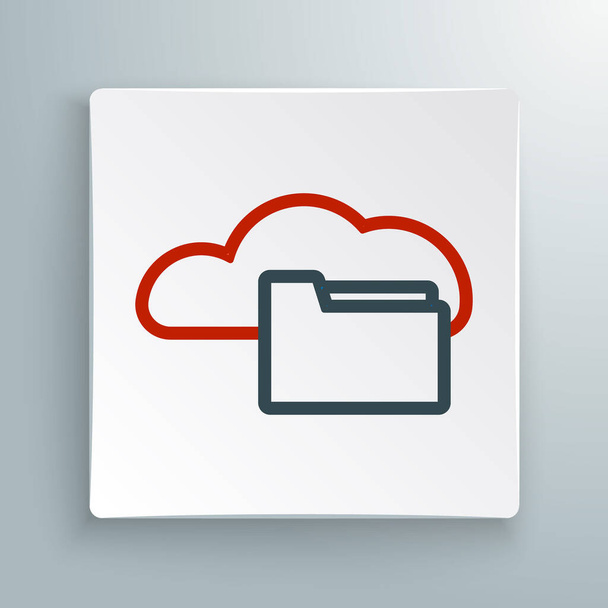 Line Cloud oder Online-Bibliothekssymbol isoliert auf weißem Hintergrund. Internet-Ausbildung oder Fernausbildung. Buntes Rahmenkonzept. Vektor - Vektor, Bild