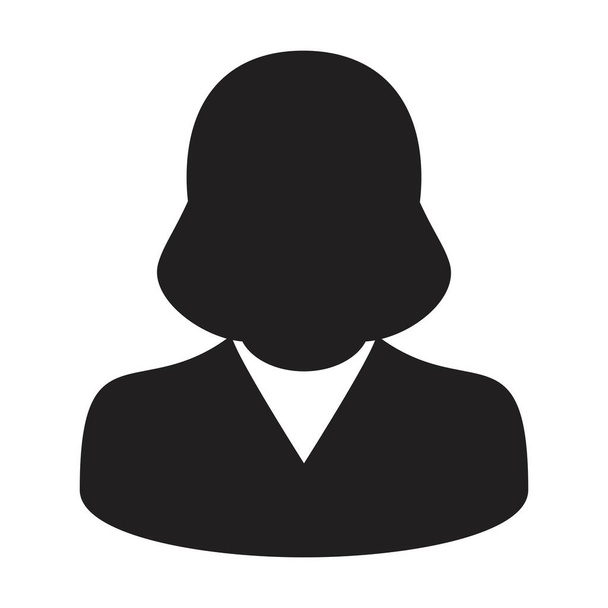 Donna icona vettore utente persona profilo avatar simbolo per le imprese in un colore piatto glifo pittogramma segno illustrazione - Vettoriali, immagini