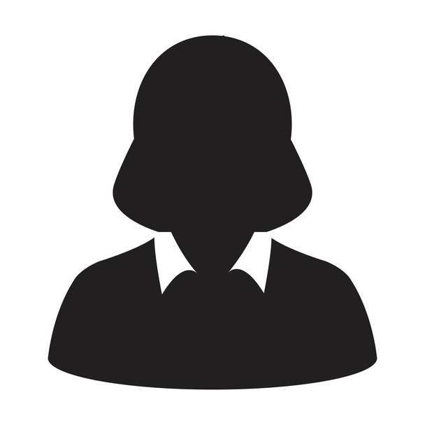 Icône du client vecteur utilisateur féminin profil avatar symbole pour les entreprises dans une illustration de signe de pictogramme de glyphe de couleur plate - Vecteur, image