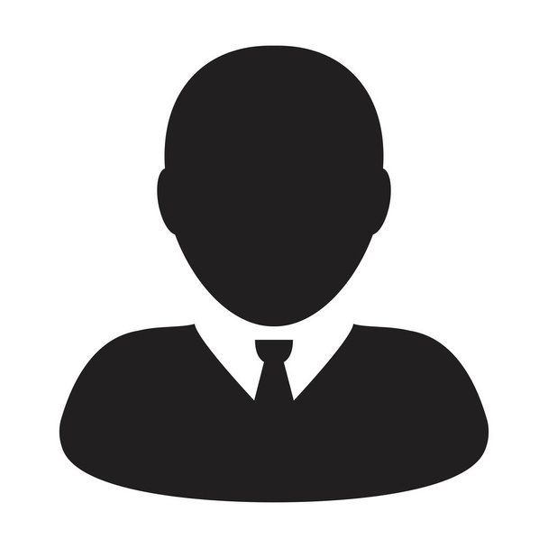 Icône associée vecteur utilisateur masculin profil avatar symbole pour les entreprises dans une illustration de signe de pictogramme de glyphe de couleur plate - Vecteur, image