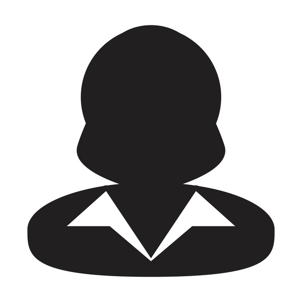 Icono jefe vector usuario femenino perfil avatar símbolo para el negocio en un color plano glifo pictograma signo ilustración - Vector, imagen