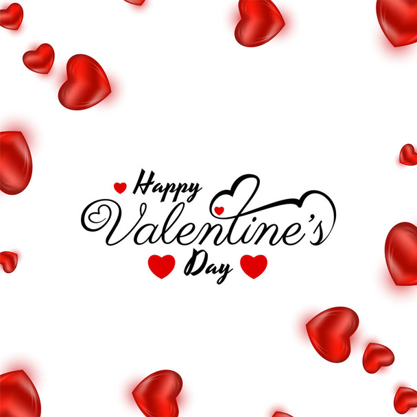 Stylish Happy Valentines day celebration text design background with red hearts vector - Wektor, obraz