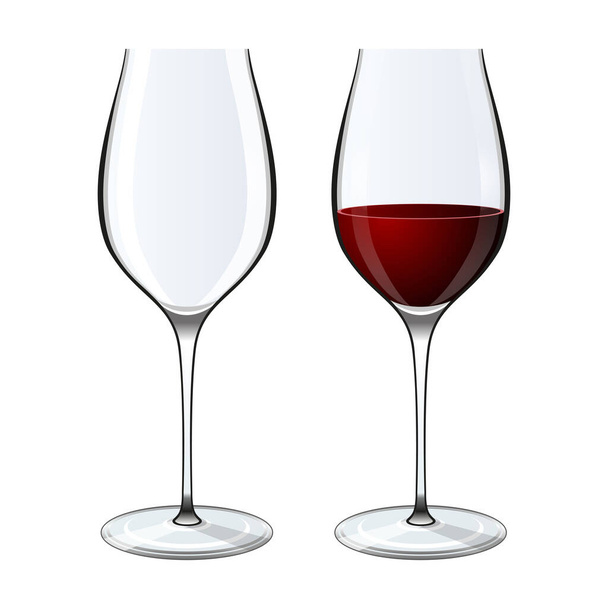 Vector illustration of a glass of wine on a white background - Vector, imagen