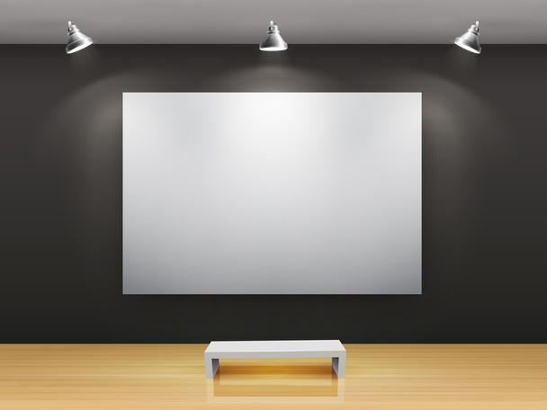 Dark gallery Interior - Vector, Image