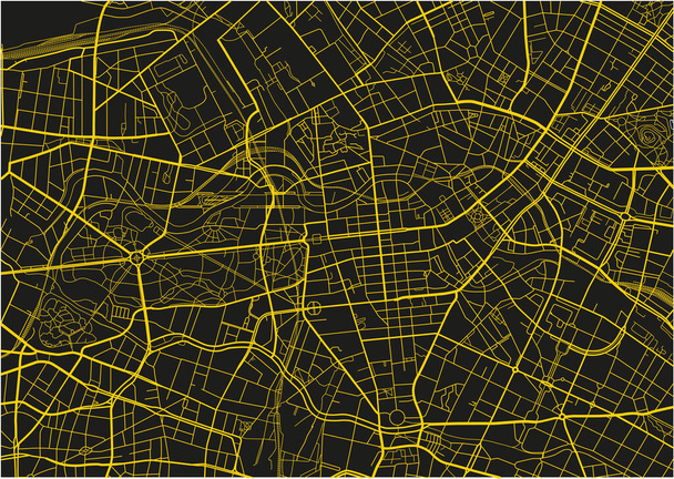 Μαύρο και κίτρινο διάνυσμα χάρτη της πόλης του Βερολίνου με καλά οργανωμένα διαχωρισμένα στρώματα. - Διάνυσμα, εικόνα