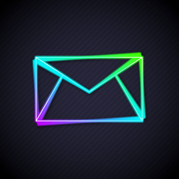 Ragyogó neon vonal Mail és e-mail ikon elszigetelt fekete alapon. Boríték szimbólum e-mail. E-mail üzenet jel. Vektor - Vektor, kép