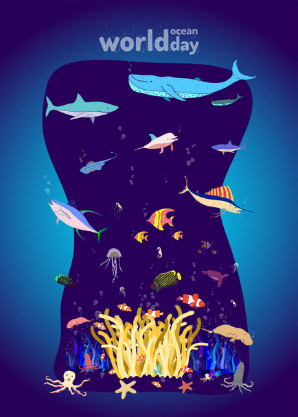 l'aquarium. sous la vie marine. style design coloré. illustration vectorielle eps10 - Vecteur, image