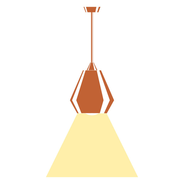 Deckenlampe vorhanden. Brauner Lampenschirm, Orangenschirm. Beleuchtungsanlagen. Ein Element des heimischen Interieurs. Vektor-Ikone, flach, Karikatur, isoliert - Vektor, Bild