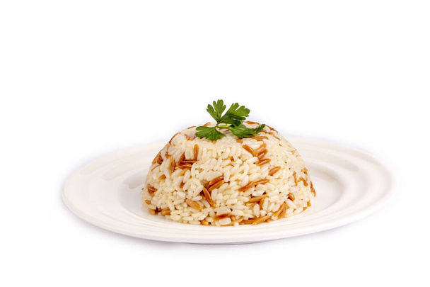 talerz ryżu, na białym tle - Zdjęcie, obraz
