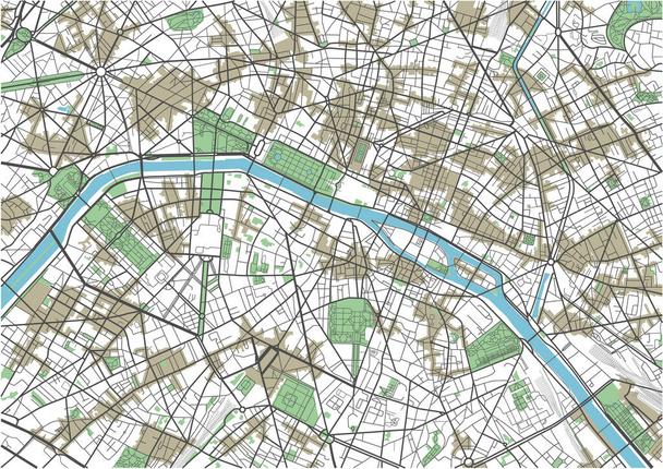 Mappa colorata della città vettoriale di Parigi - Vettoriali, immagini