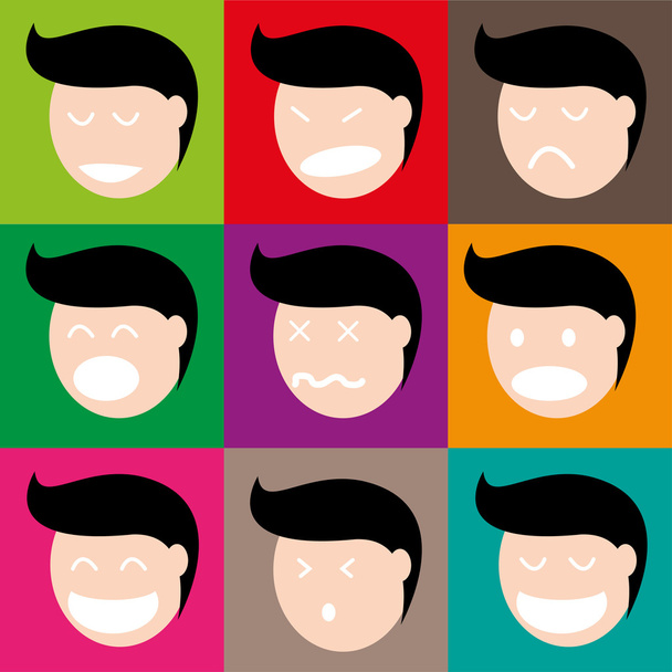 El rostro humano en diversas emociones
 - Vector, Imagen