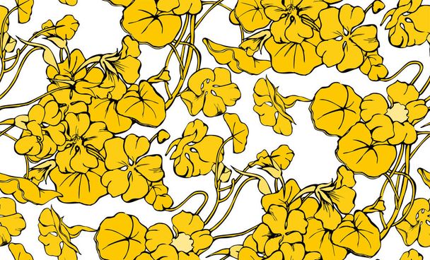 Seamless abstract pattern. Yellow  flowers. - Vecteur, image