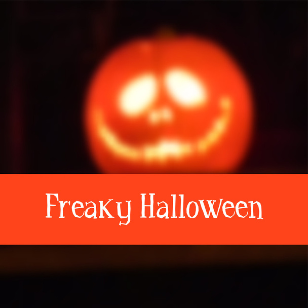 Halloween card with pumpkin lantern, blurred vector - Vector, imagen