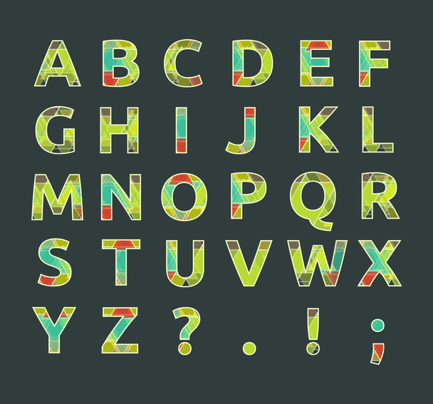 Creative spectral alphabet of geometric paper color - Vector, Image