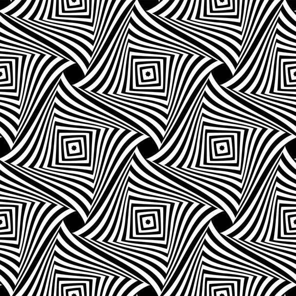 Abstract seamless op art pattern. Twisting lines texture. Vector art. - Vector, Image