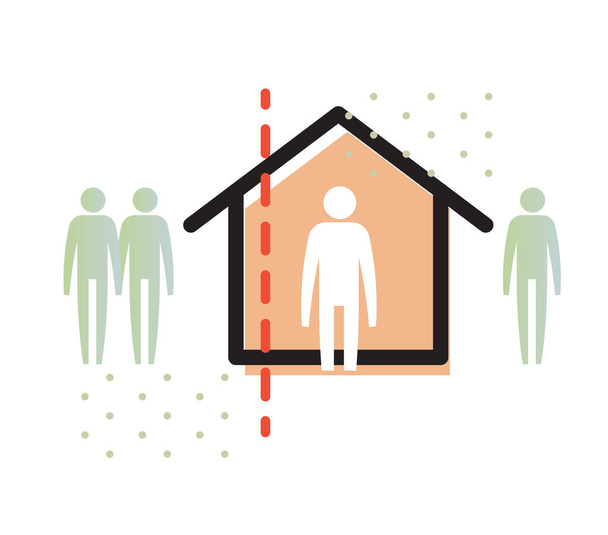 Self Isolate - Home Quarantine - Icon as EPS 10 File - Вектор,изображение