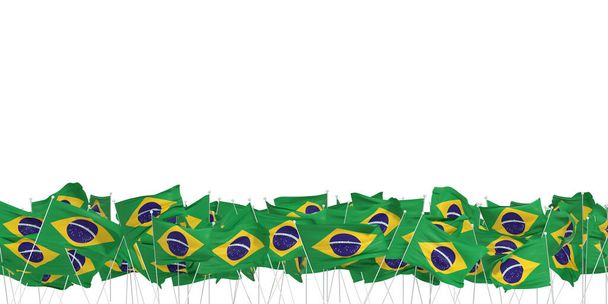 many Brazilian flags on white background - 3d rendering - Photo, Image