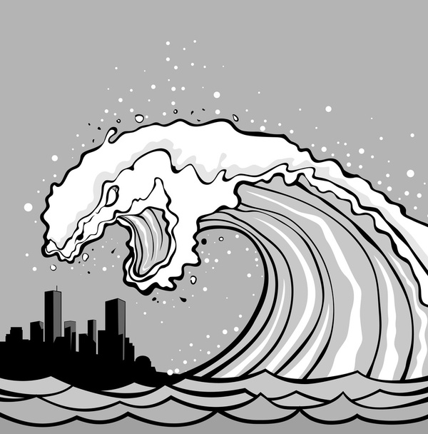 Monstruo tsunami
 - Vector, imagen