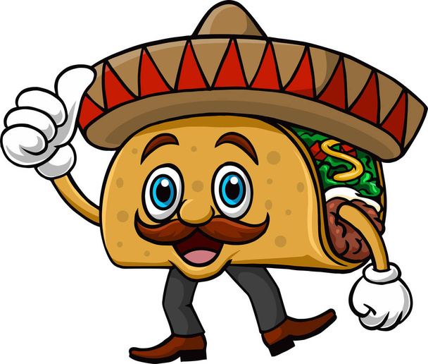 Vector illustration of Cartoon funny taco mascot giving thumb up - Vector, Image