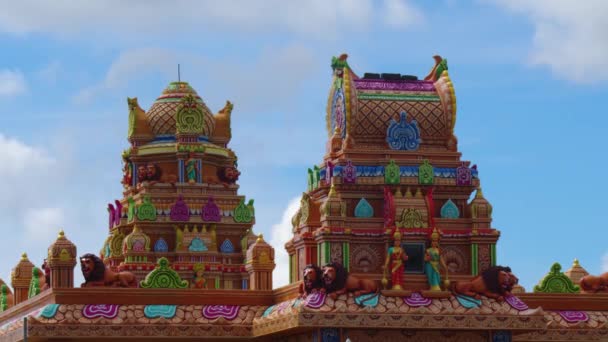 Mauritius, Ganga Talao, 18 January 2022: View of Indian Temple in Mauritius. Moving clouds in the background - Footage, Video