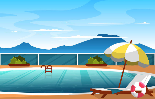 Luonto Uima-allas Summer Holiday Leisure Rentoutuminen Flat Design kuvitus - Vektori, kuva
