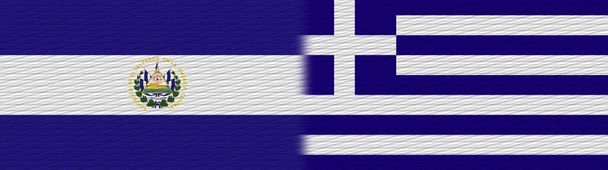 Greece and El Salvador Fabric Texture Flag  3D Illustration - Fotó, kép