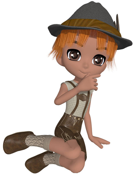 3d illustration of a cute toon  character in a bavarian outfit  - Foto, Imagem