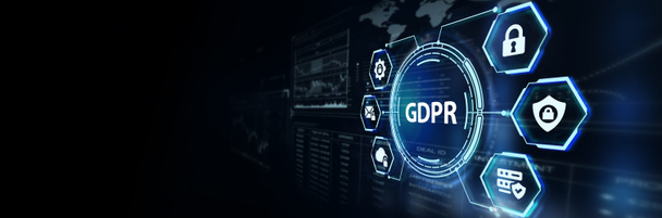 GDPR Nařízení o ochraně osobních údajů Kybernetická bezpečnost. Obchodní, technologické, internetové a síťové koncepce. 3D ilustrace - Fotografie, Obrázek
