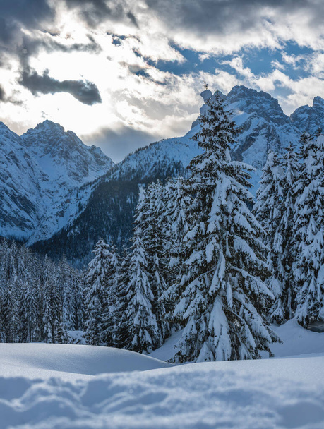 Pesariis winter time scene, Italy - Фото, изображение