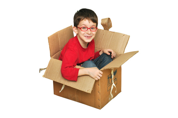 Happy young children in box - Fotó, kép