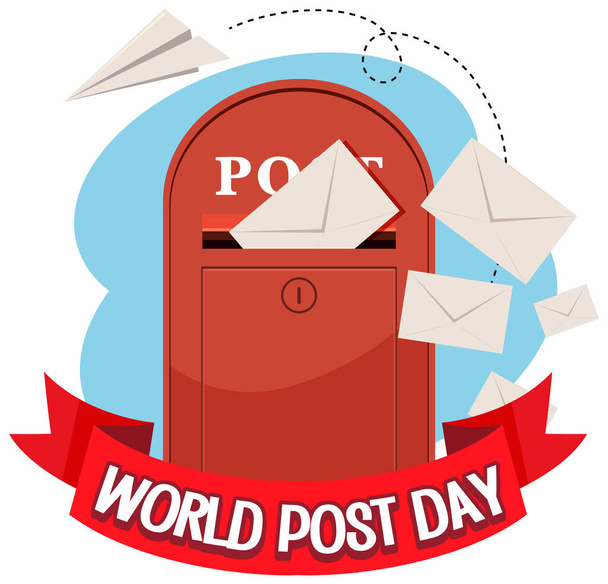 Maailman Post Day banneri postilaatikko ja kirjekuori kuvitus - Vektori, kuva