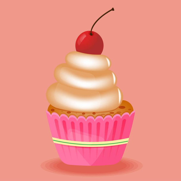 Εικονίδιο cupcake με καρδιά - Διάνυσμα, εικόνα