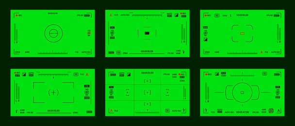 Yeşil renkli krom anahtar kamera rec çerçeve görüntüleyici arka plan ekran düz biçim tasarım vektör illüstrasyonunu kaplar. - Vektör, Görsel