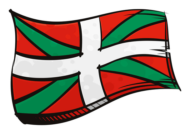 Государственный флаг Страны Басков создан в стиле граффити - Вектор,изображение
