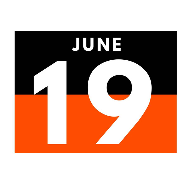 19. kesäkuuta. litteä päivittäinen kalenteri kuvake .date, päivä, kuukausi .calendar kesäkuussa - Valokuva, kuva