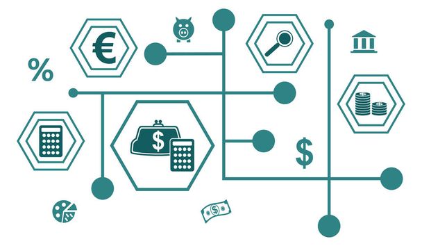 Concepto de gestión del dinero con iconos conectados - Foto, imagen
