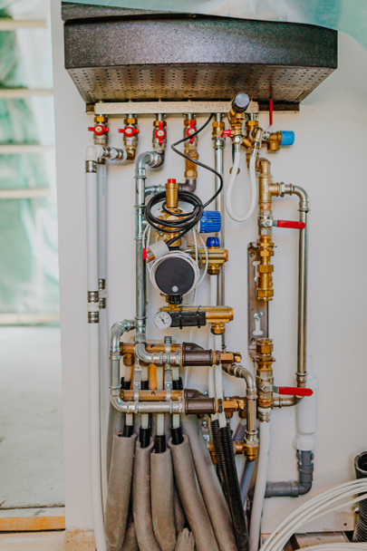 Pipes and Valves from Heating House System - Photo, Image