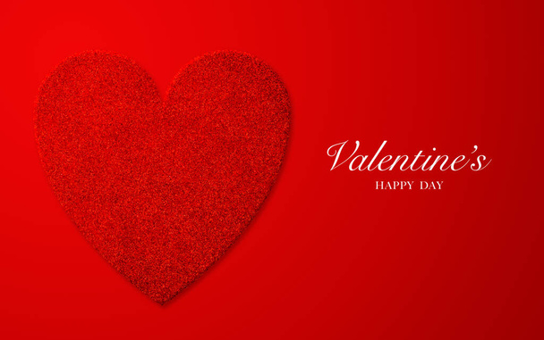 Happy Walentynki kartka z dekoracyjnym teksturowane czerwone serce motyw i tekst na czerwonym tle z cieniem kropli w formacie poziomym - Zdjęcie, obraz