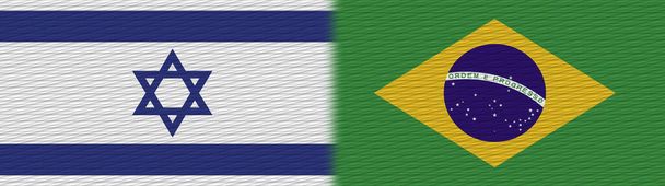 Brazil and Israel Fabric Texture Flag  3D Illustration - Photo, Image