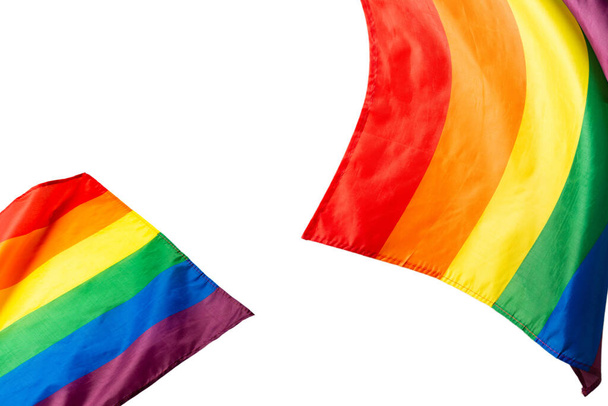 Arka plan olarak gökkuşağı bayrağı. Üst Manzara. LGBT bayrağı.  - Fotoğraf, Görsel