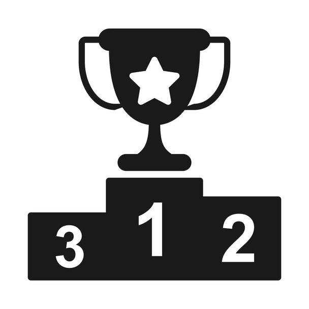 Black and white first place reward cup - Vector, Image