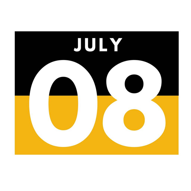 8 июля. Иконка плоского ежедневного календаря .дата, день, месяц .календарь на июль месяц - Фото, изображение