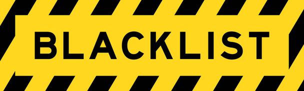 Жовтий і чорний кольори з лінійним смугастим банером етикетки зі словом чорний список
 - Вектор, зображення